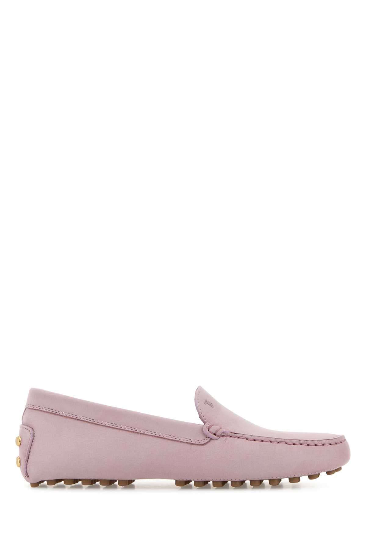 Antiqued pink suede loafers