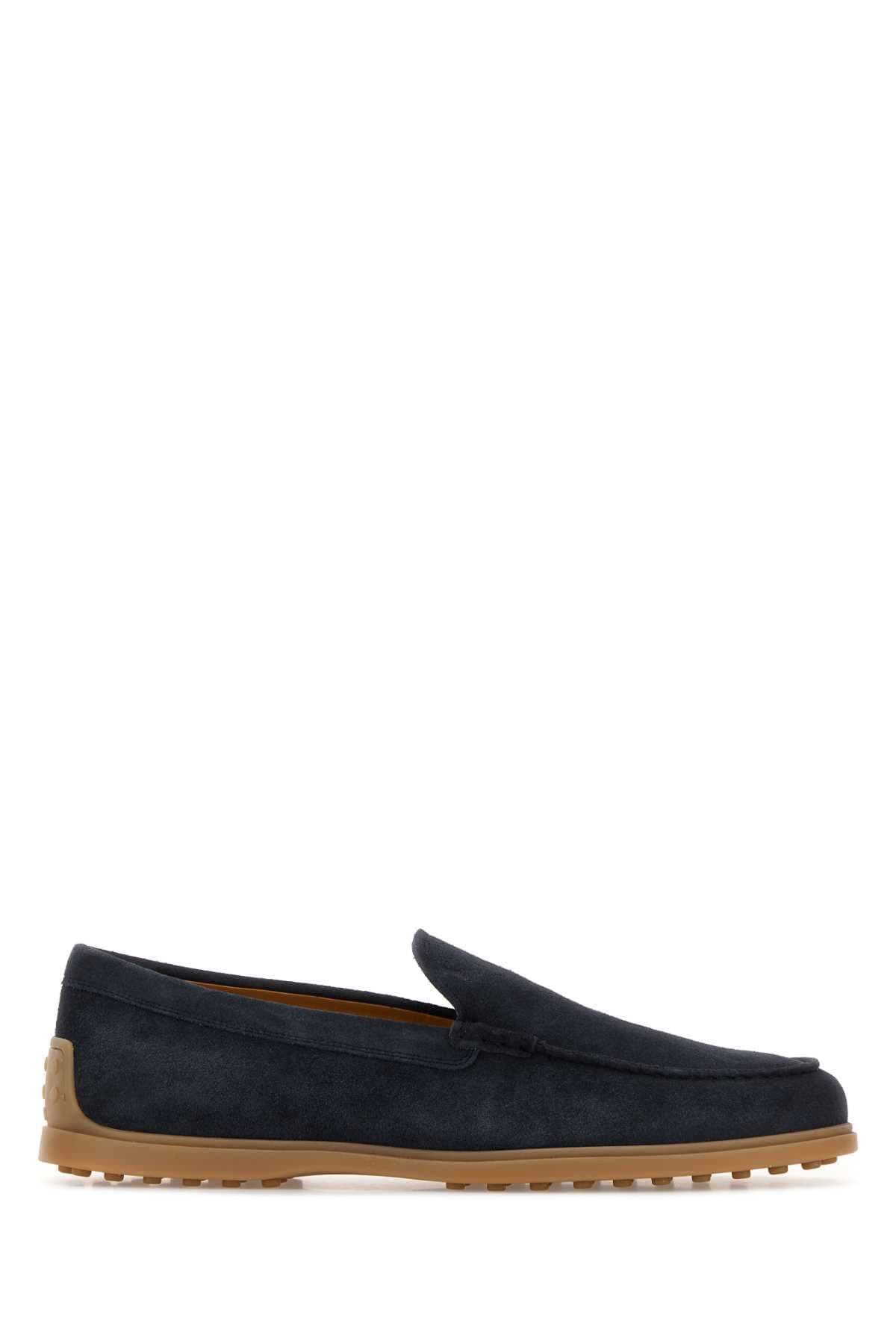Navy blue suede loafers
