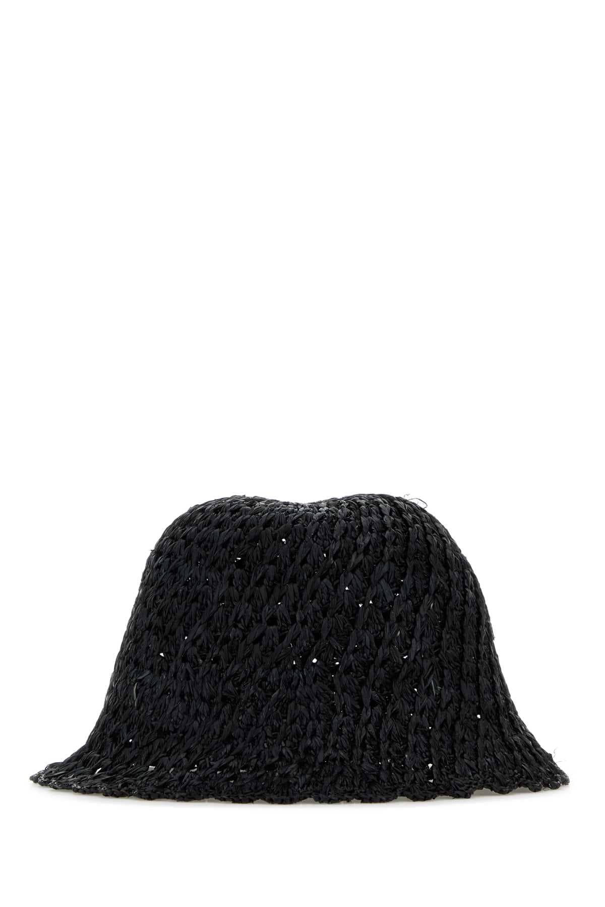 Black raffia Rio bucket hat