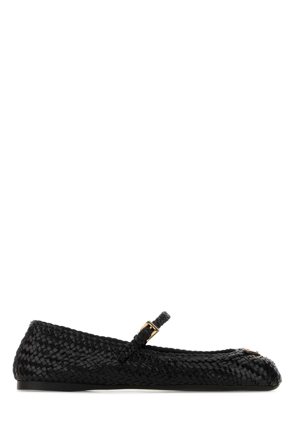 Black leather ballerinas