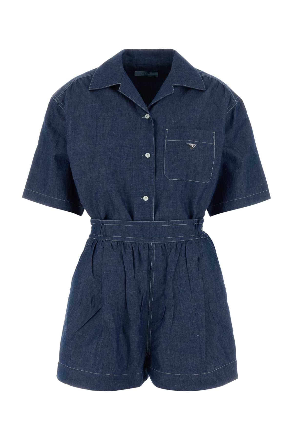 Blue chambray jumpsuit