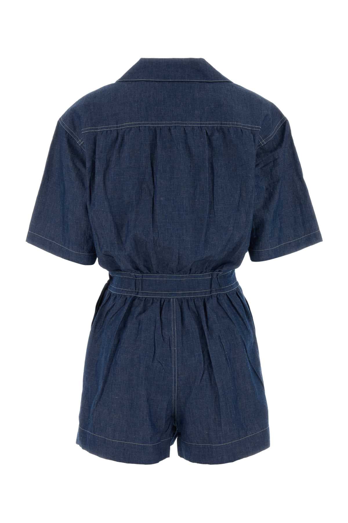 Blue chambray jumpsuit - мініатюра 2