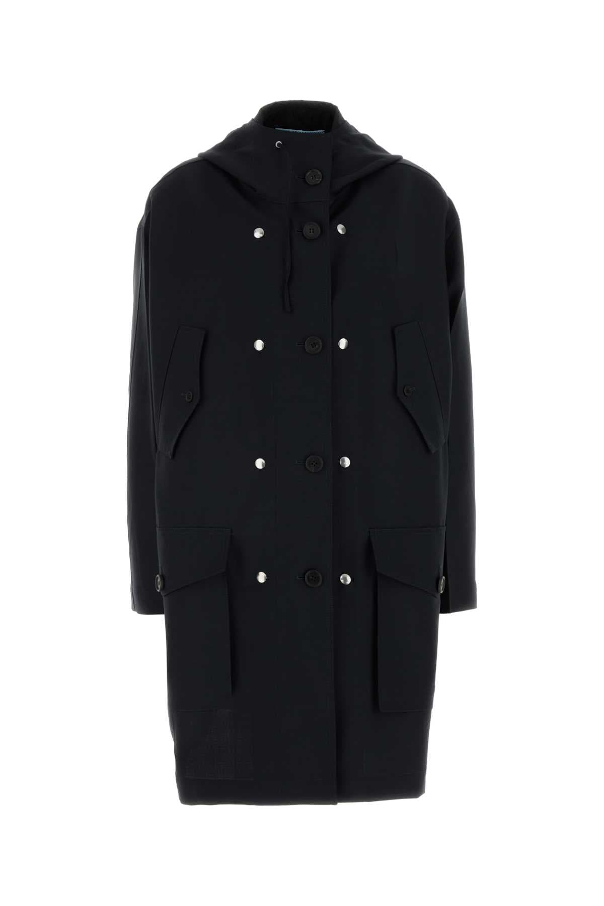 Navy blue mohair blend overcoat