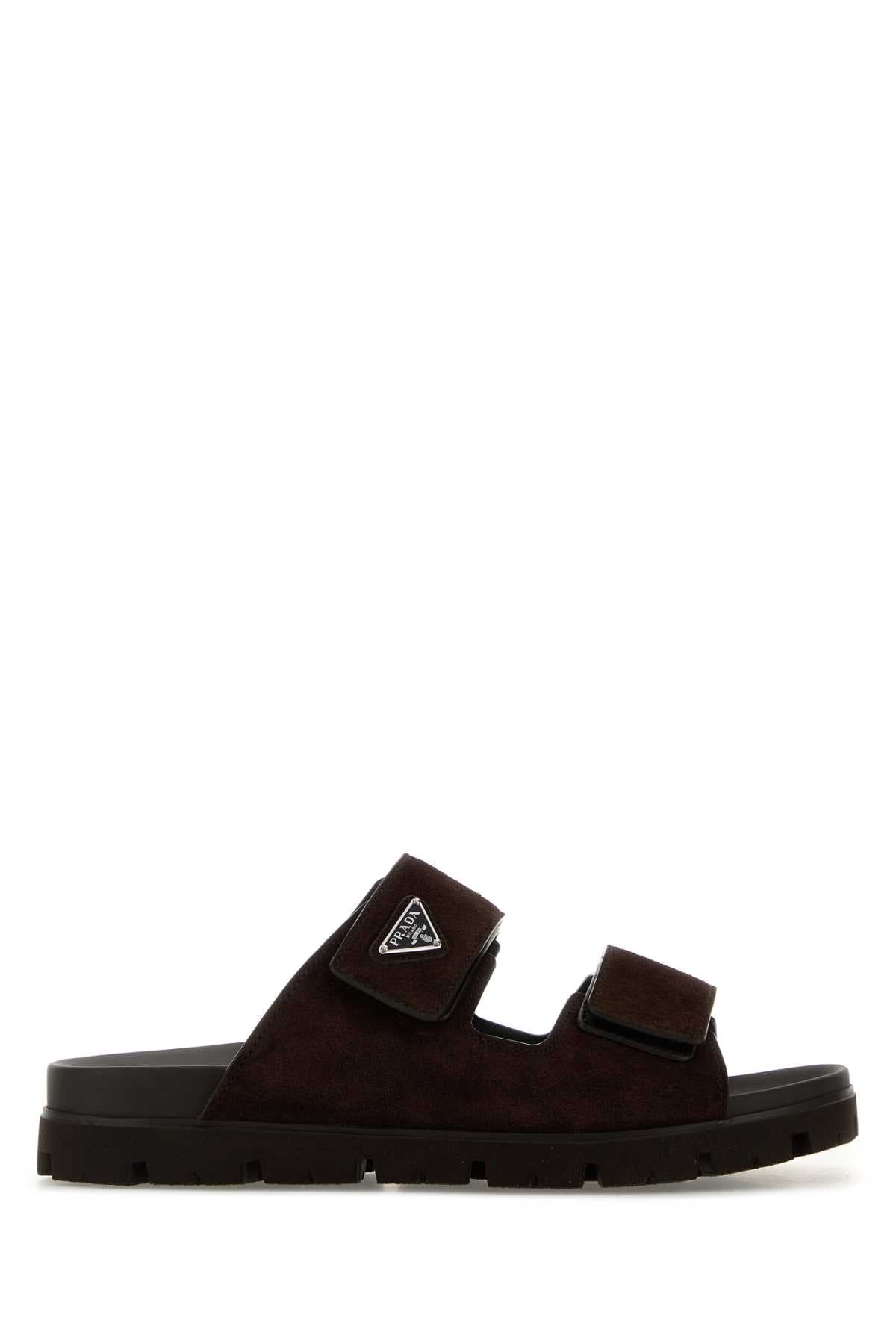 Dark brown suede slippers