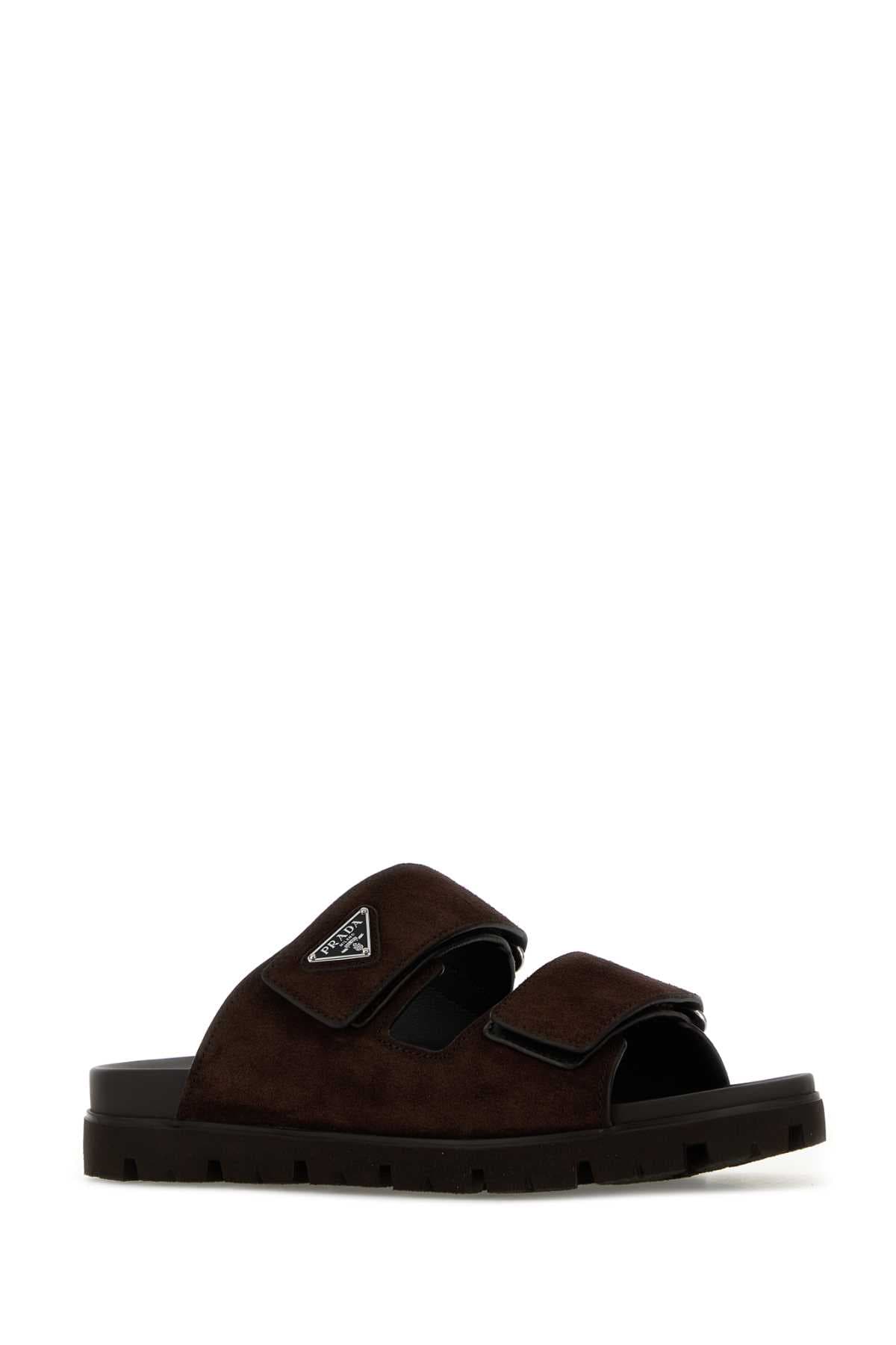 Dark brown suede slippers - мініатюра 2