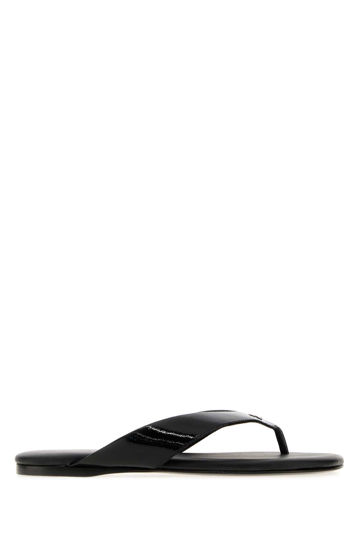 Black vinyl Souliers thong slippers
