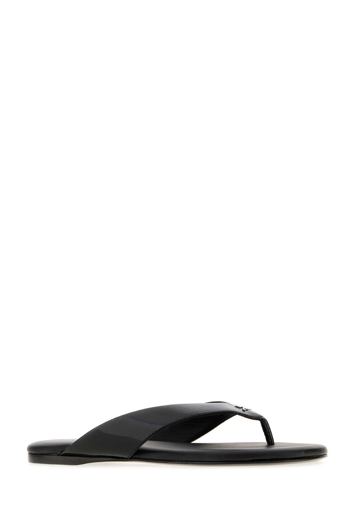 Black vinyl Souliers thong slippers - мініатюра 2