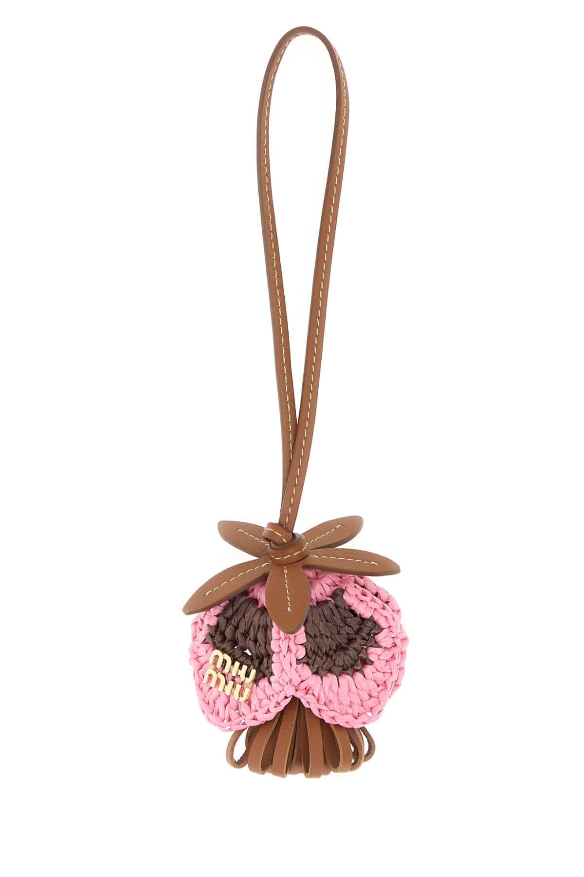 Multicolor leather and raffia charm