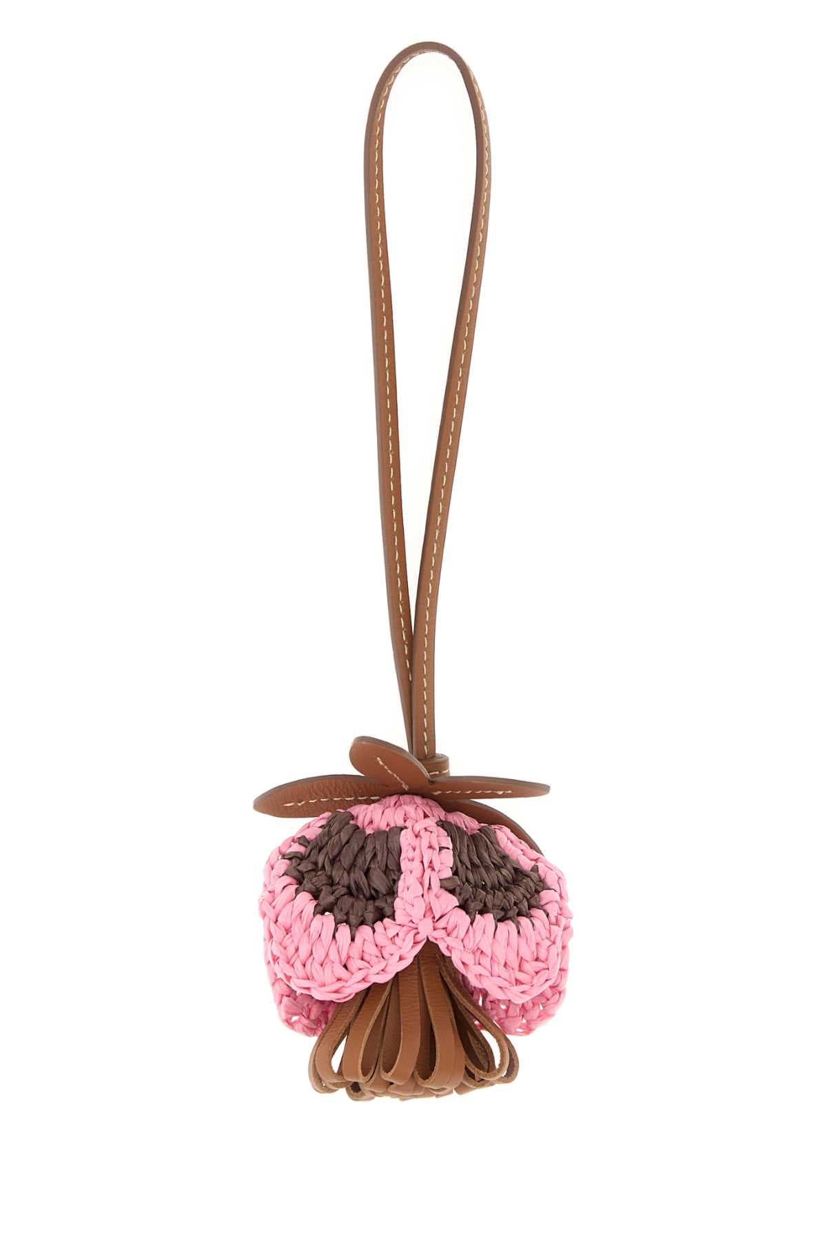 Multicolor leather and raffia charm - мініатюра 2