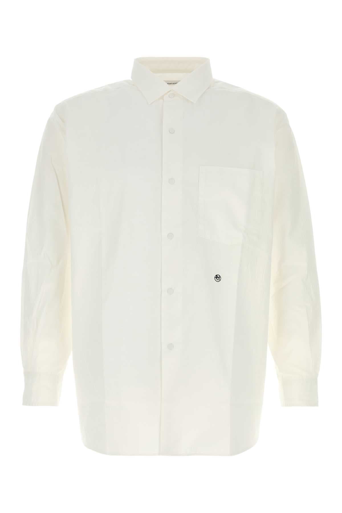 White cotton blend oversize shirt