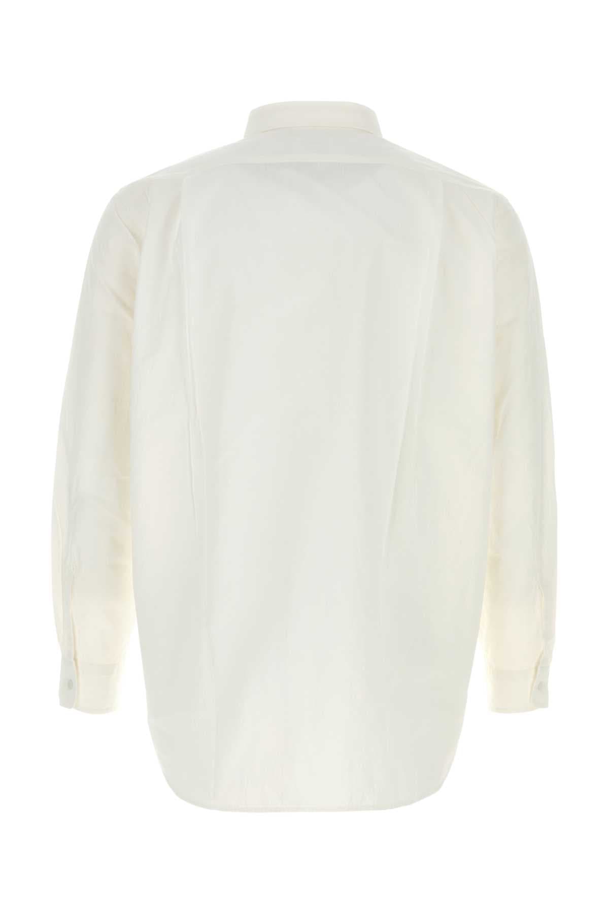 White cotton blend oversize shirt - мініатюра 2