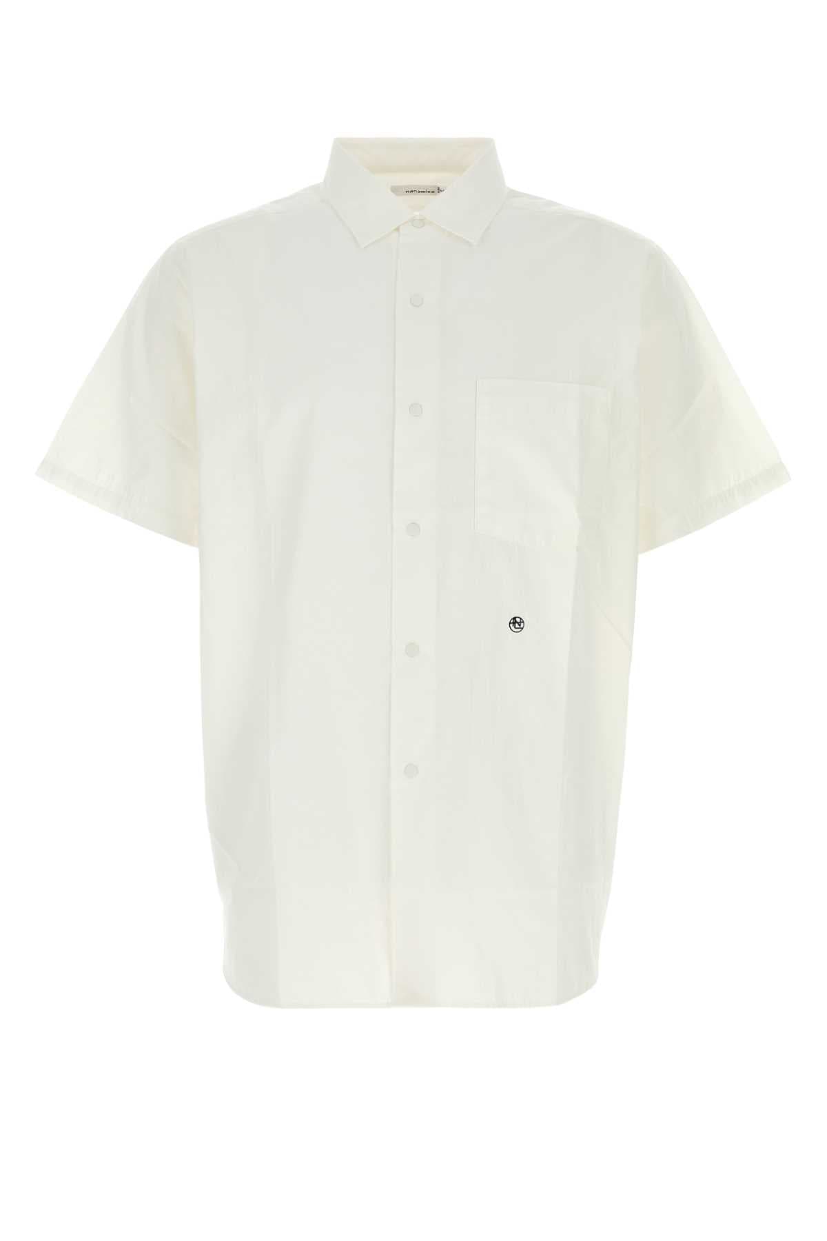 White cotton blend oversize shirt