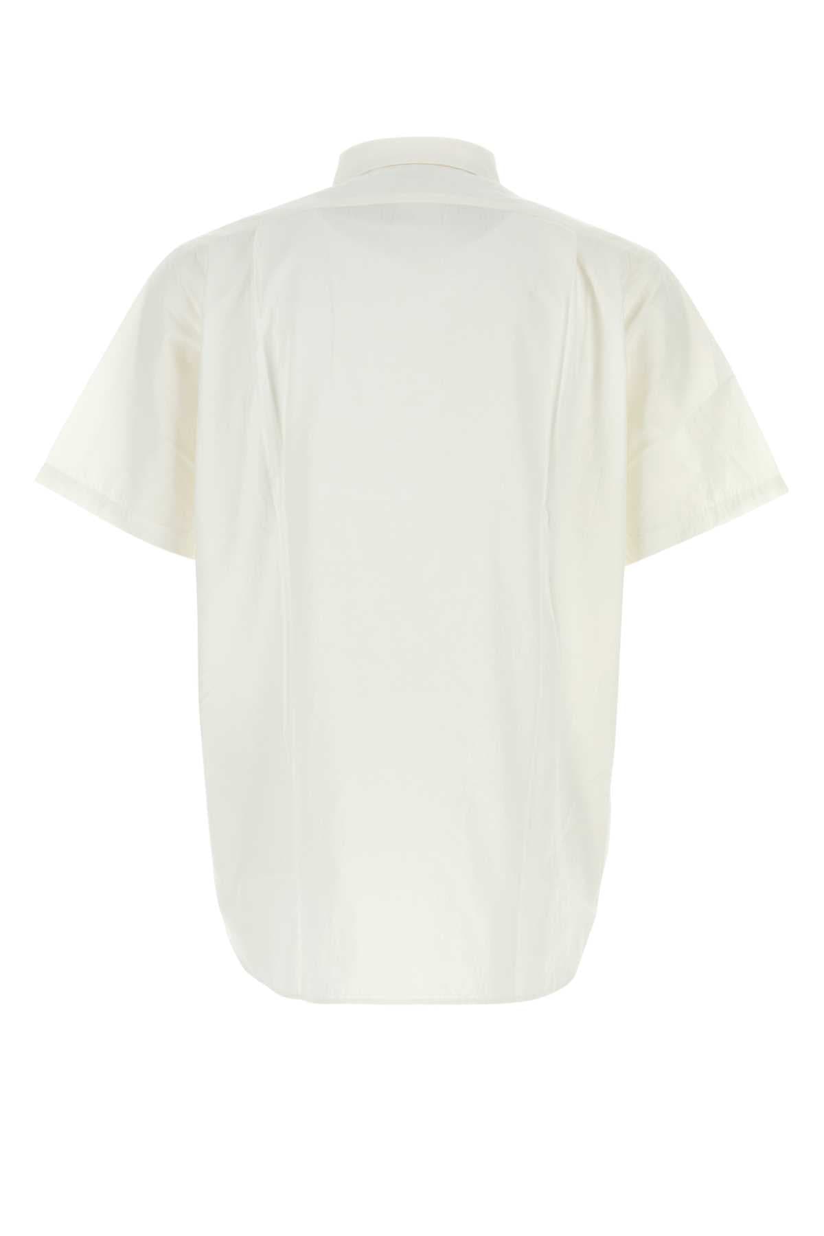 White cotton blend oversize shirt - мініатюра 2
