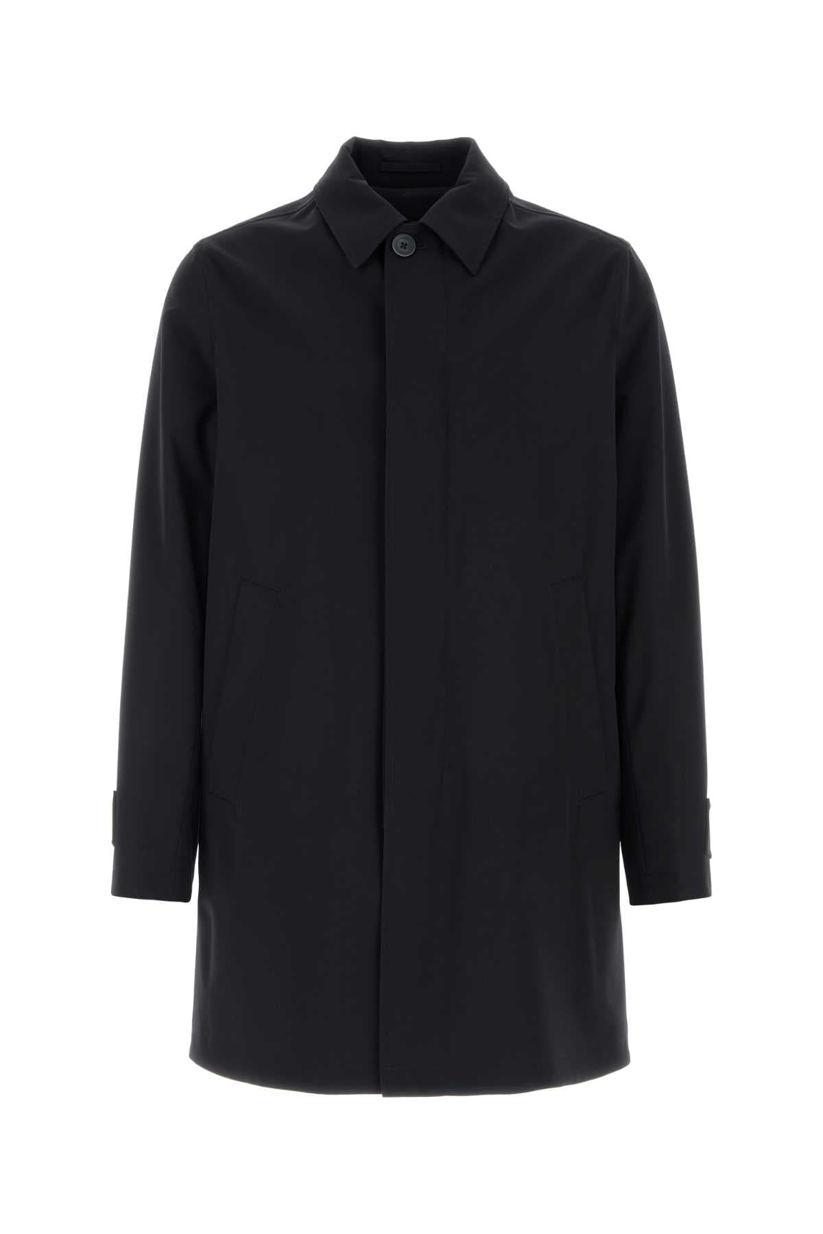 Navy blue polyester raincoat