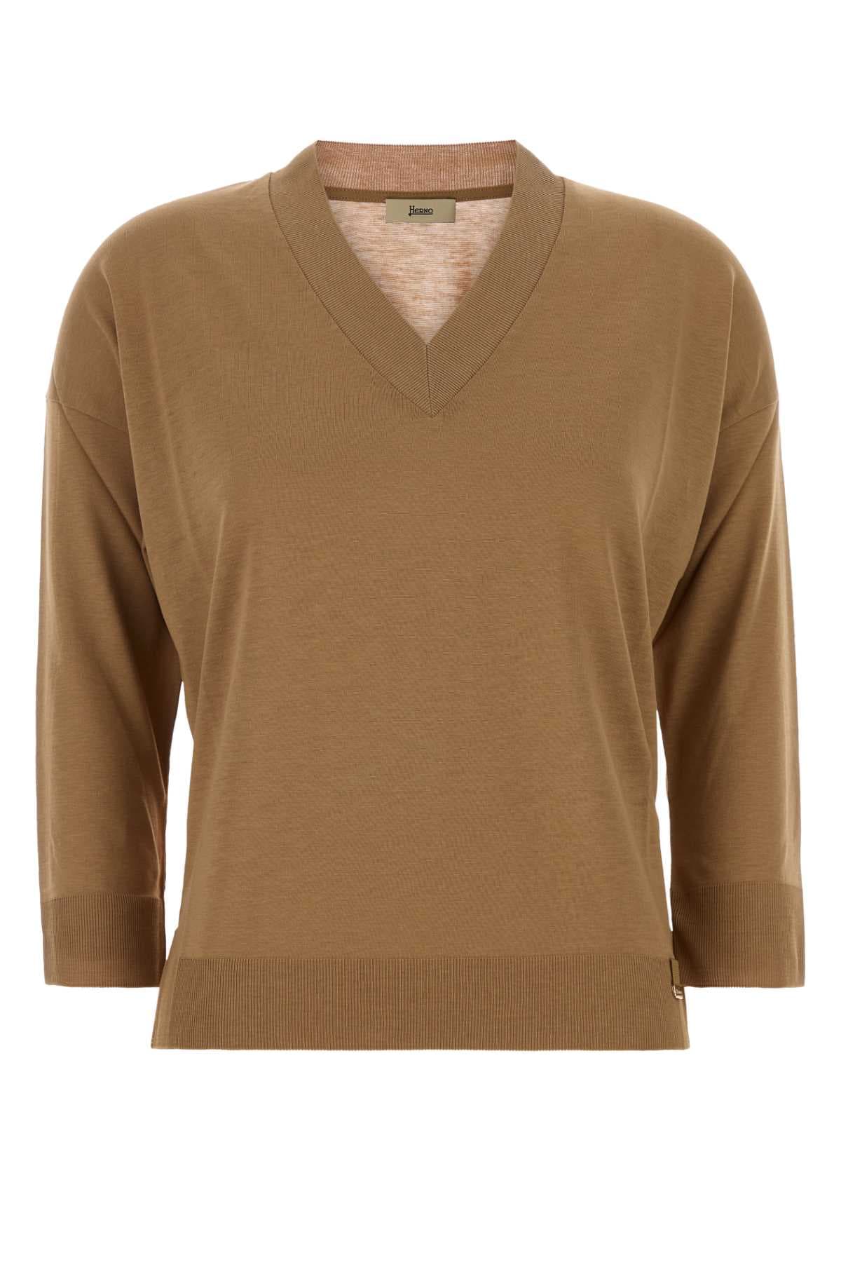 Camel lyocell blend t-shirt