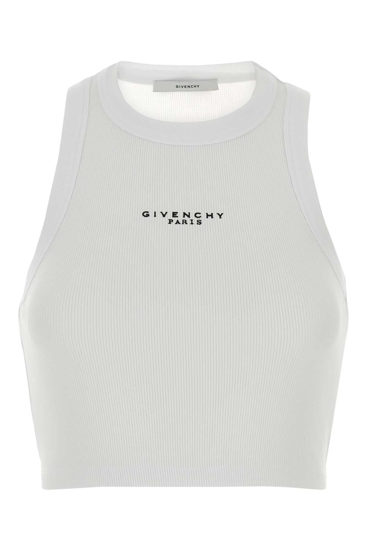 White stretch cotton crop-top