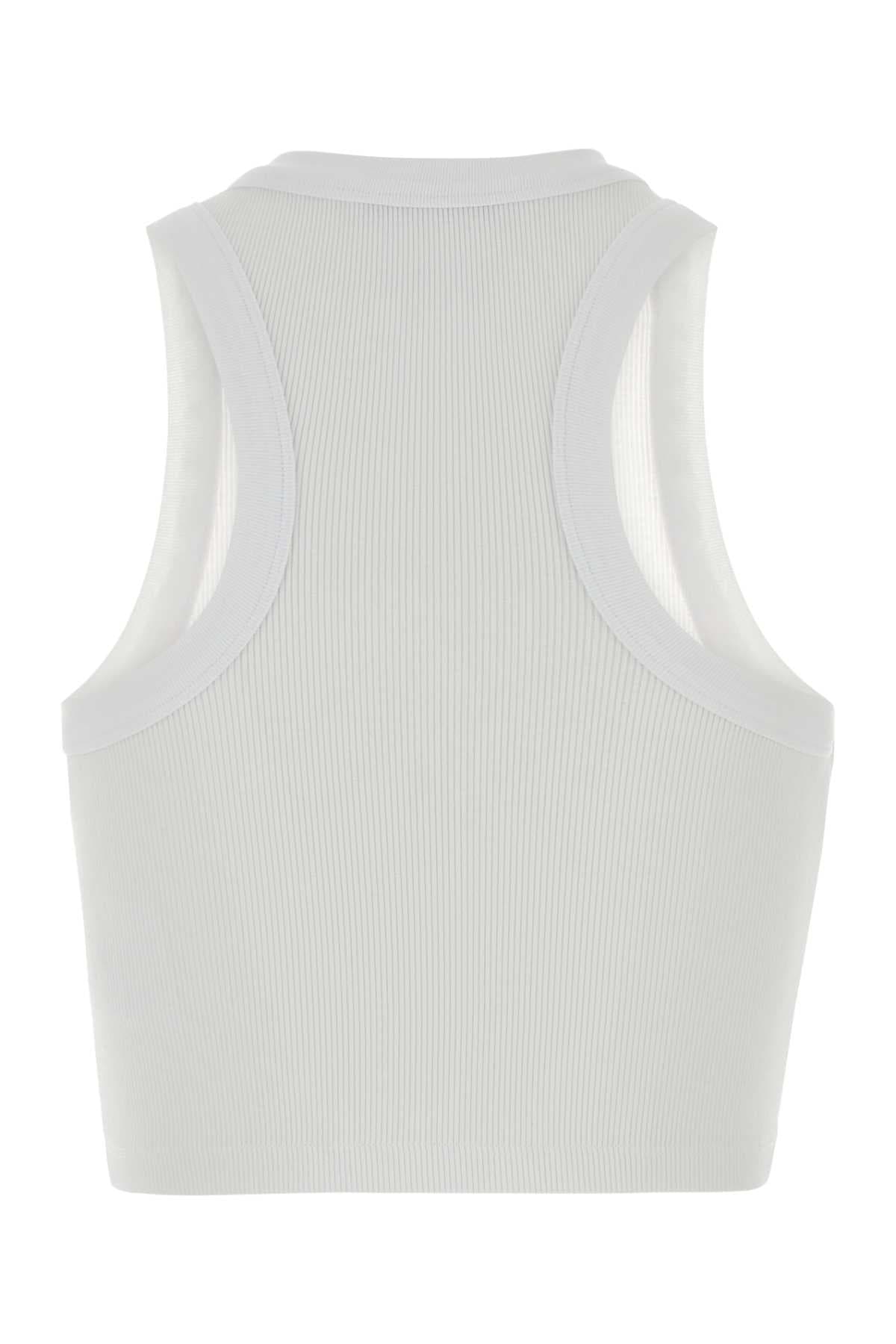 White stretch cotton crop-top - мініатюра 2