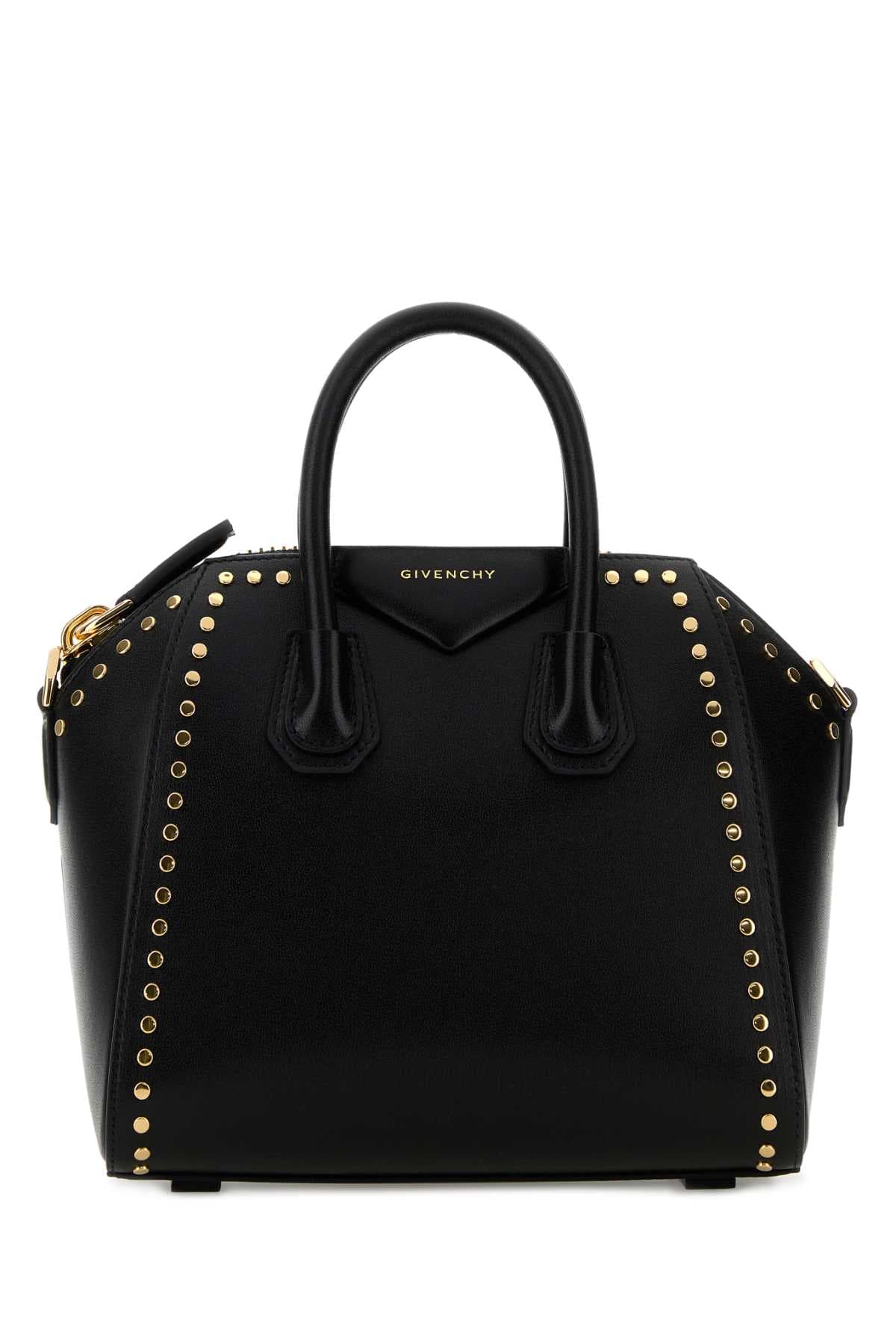 Black leather mini Antigona handbag