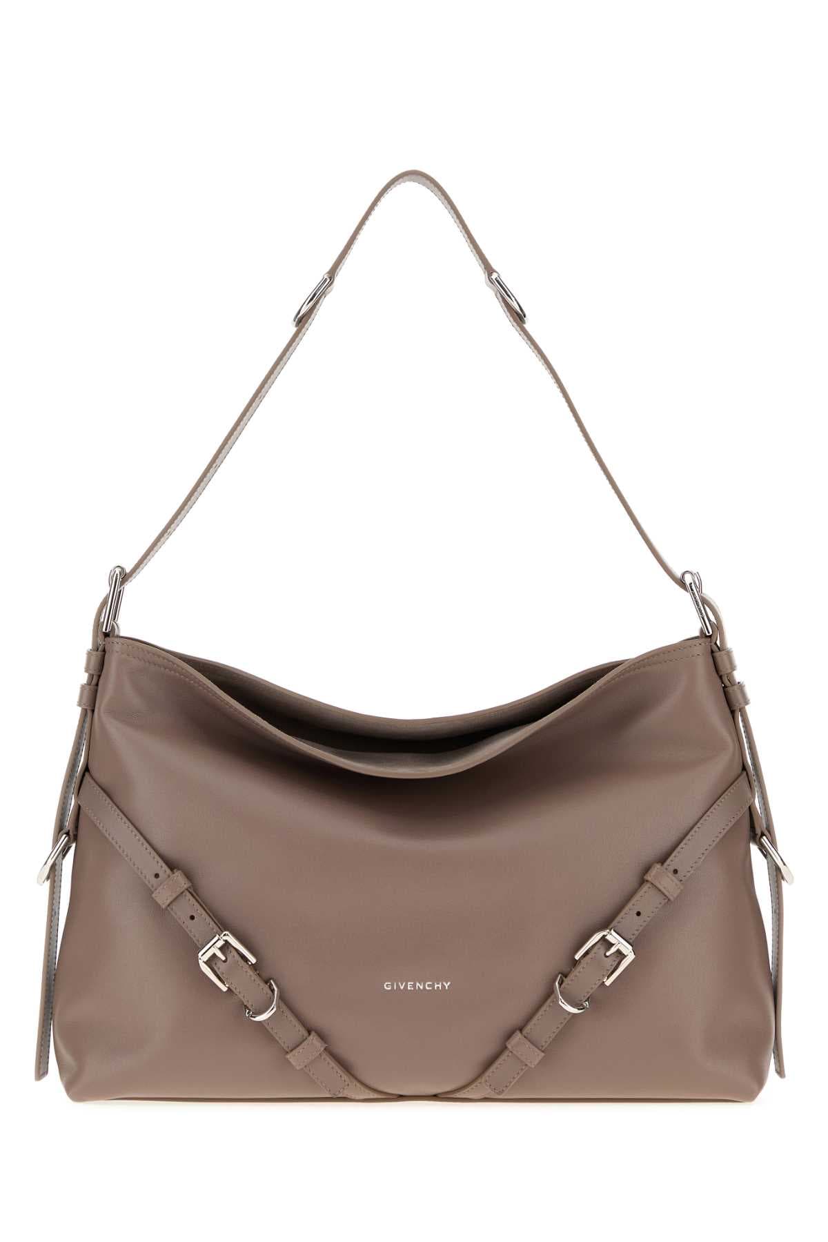 Dove grey leather medium Voyou shoulder bag