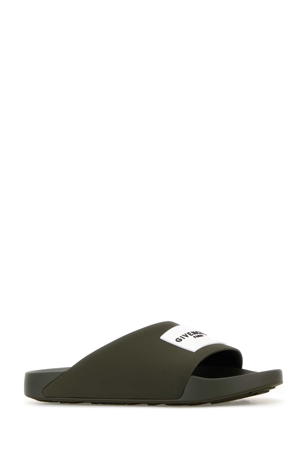 Army green rubber Label slippers - мініатюра 2