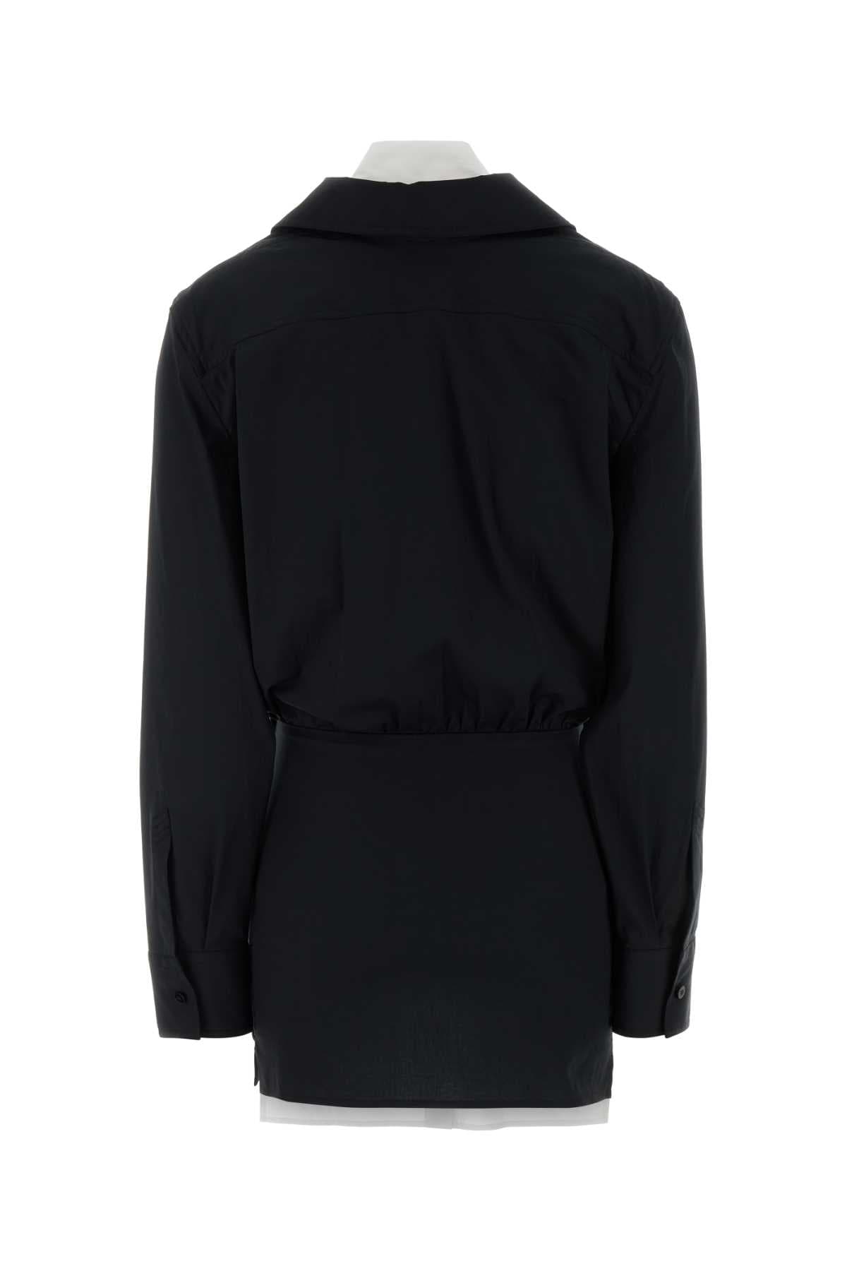Black stretch poplin mini dress - мініатюра 2