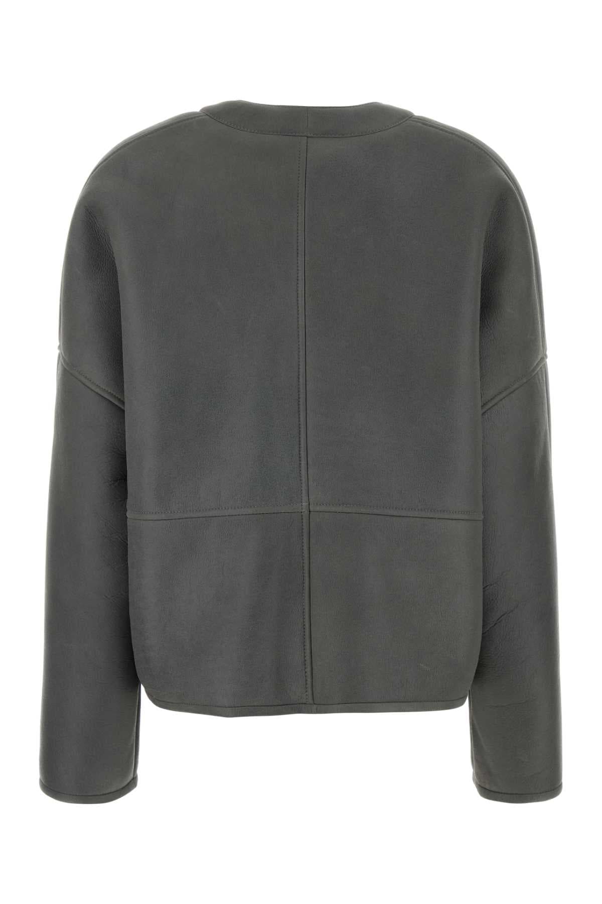 Dark grey shearling jacket - мініатюра 2
