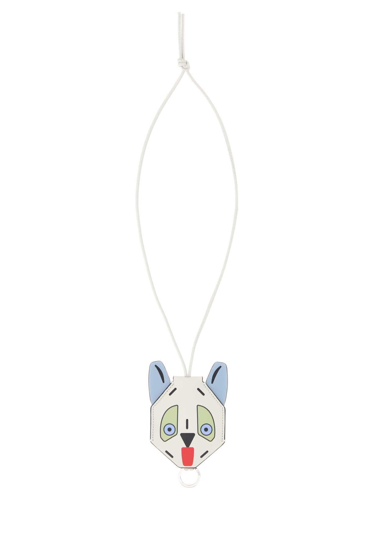 Printed leather Futurist Cat keyring