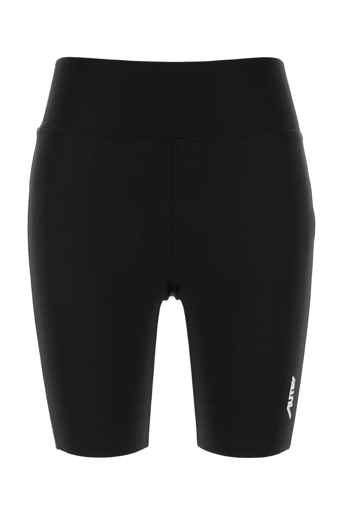 Black stretch polyester shorts