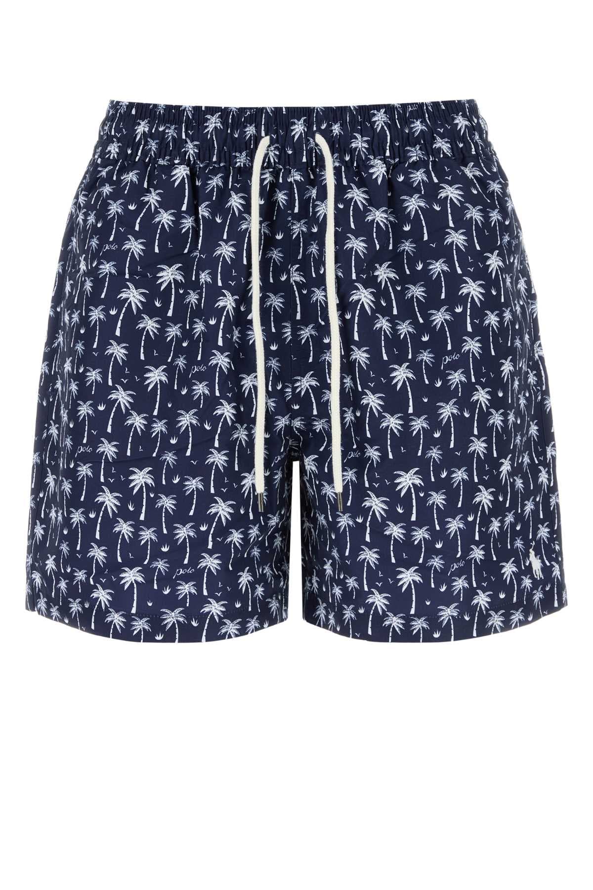 Printed polyester swimming shorts