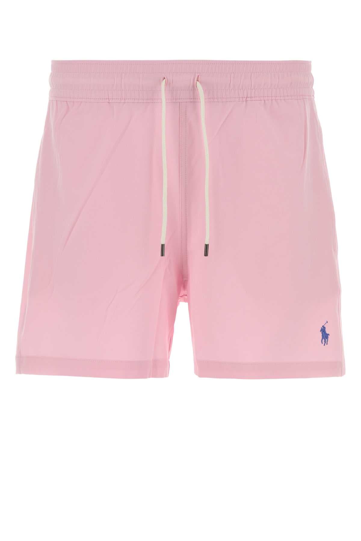 Pink stretch polyester swimming shorts