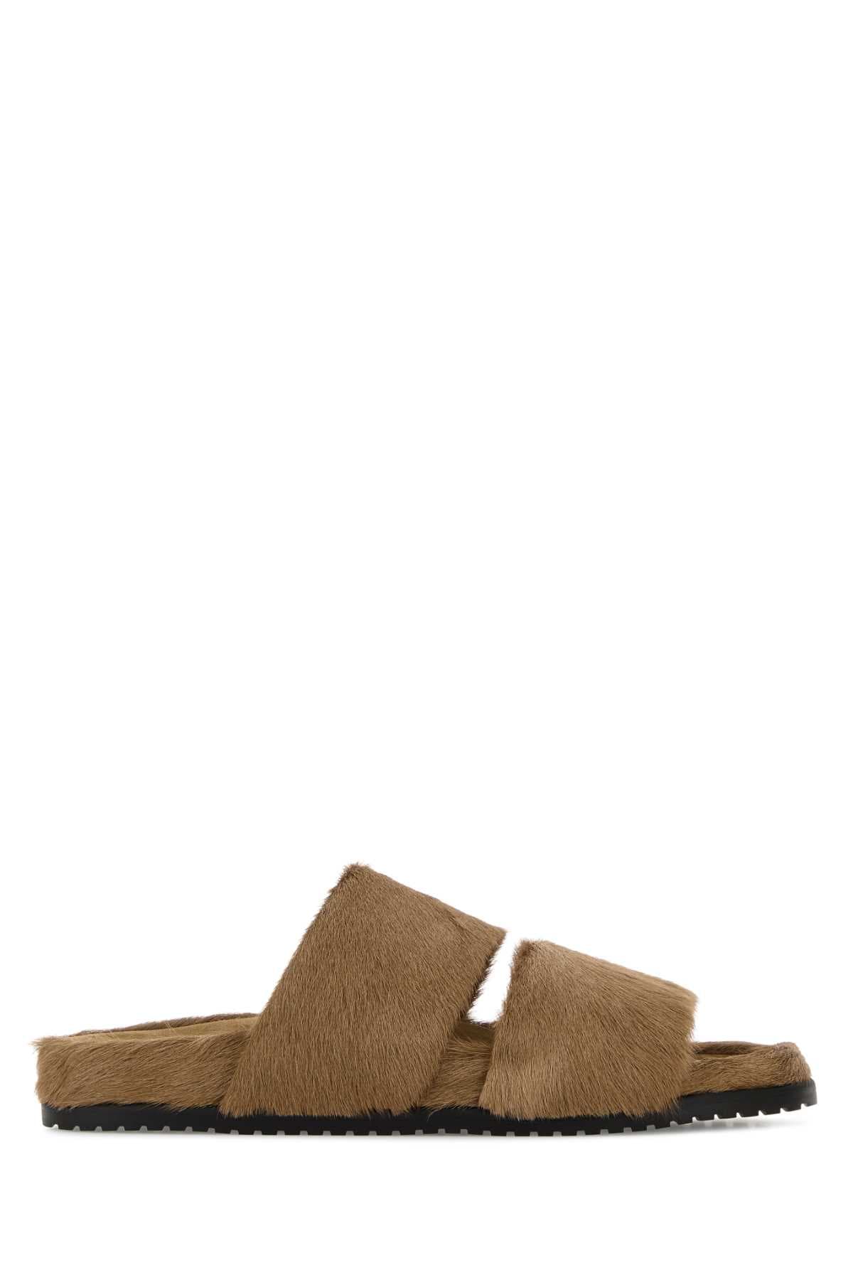 Camel calf hair DG Casual slippers