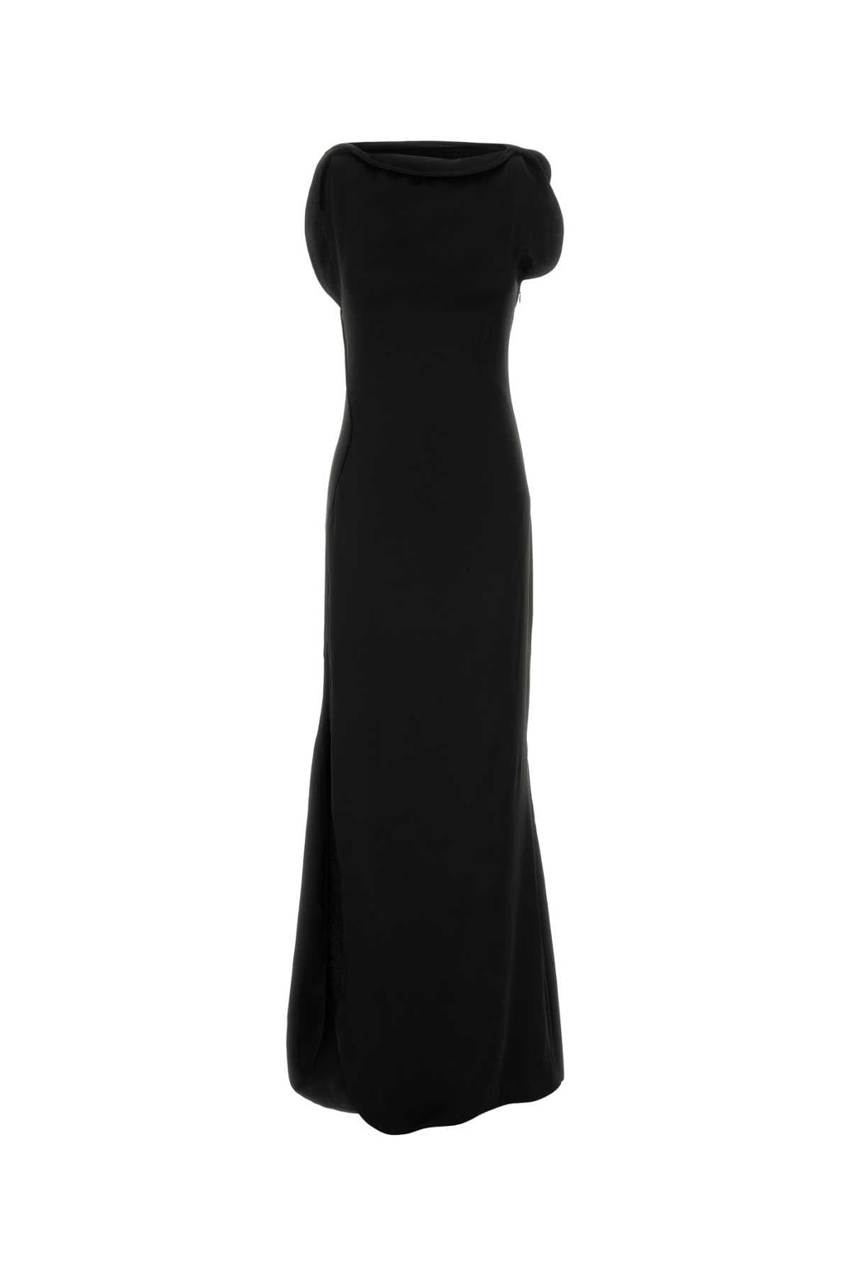 Black satin long dress