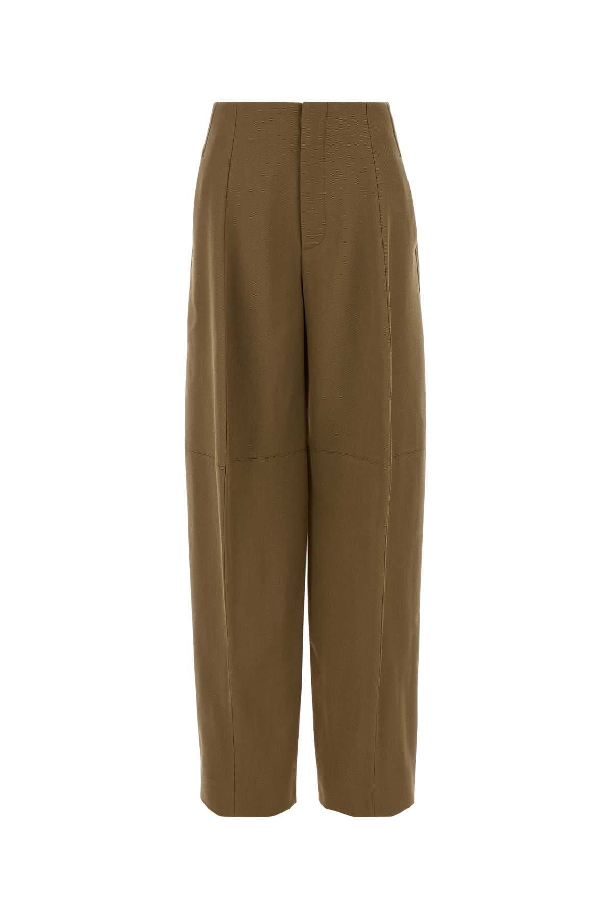 Beige stretch polyester blend pant
