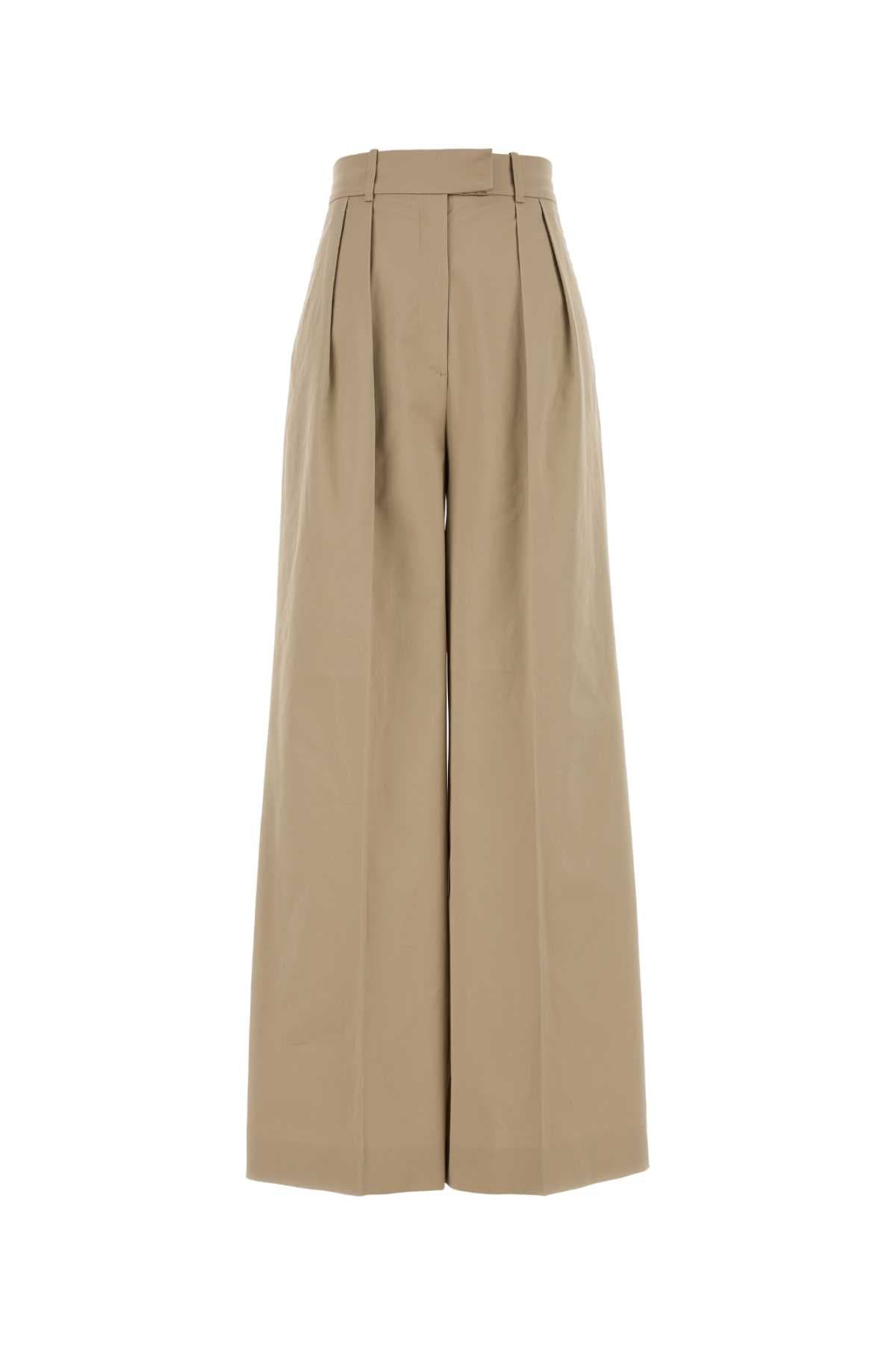 Beige stretch cotton wide-leg Lout pant