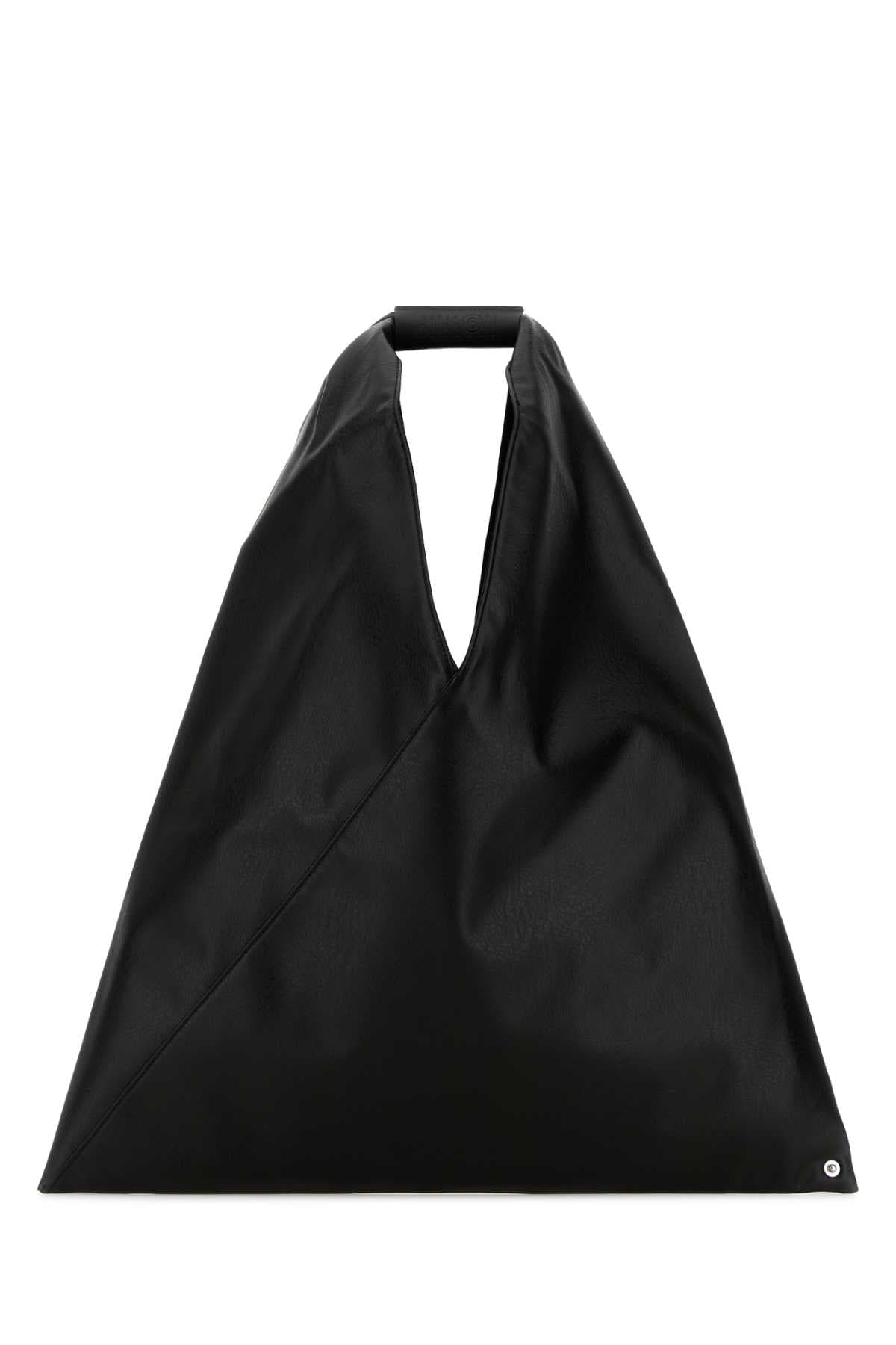 Black synthetic leather Japanese shoulder bag