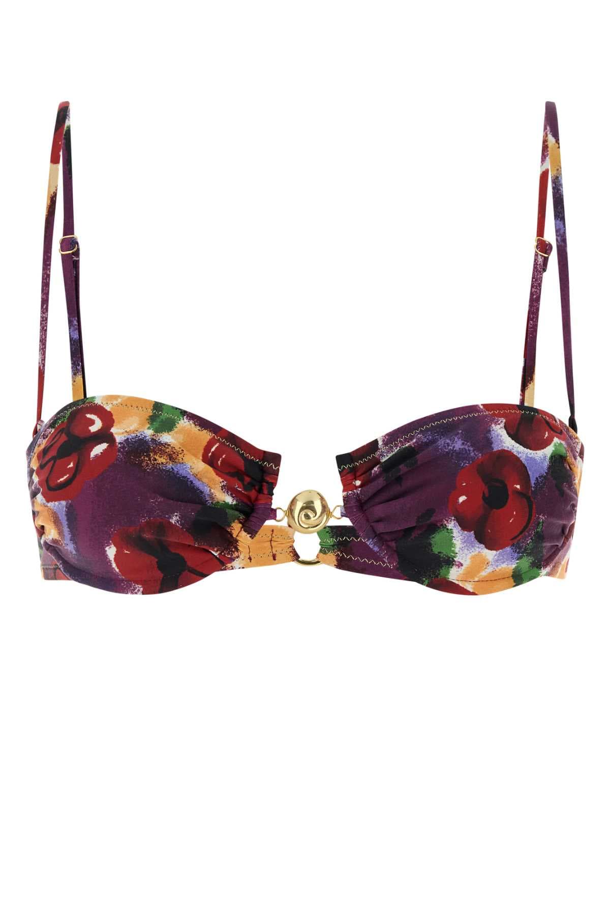 Printed stretch nylon Hammond bikini top