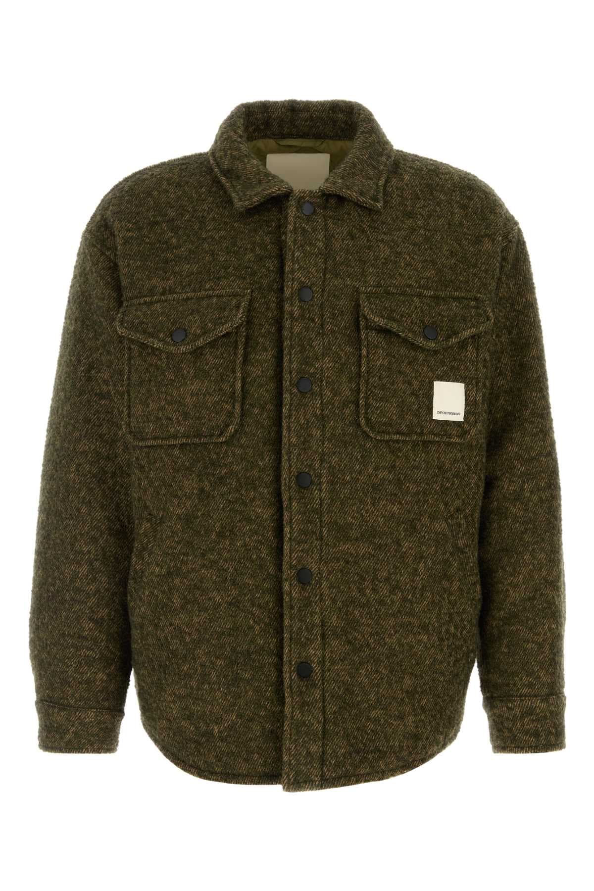 Melange army green wool blend jacket