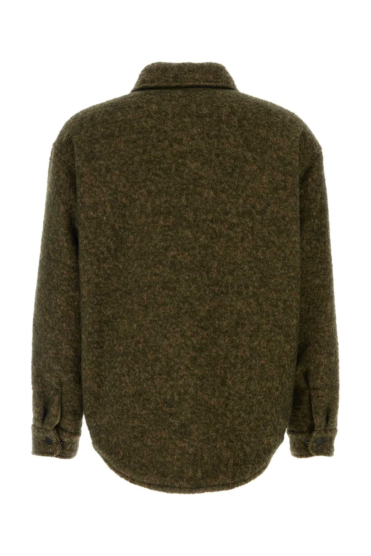 Melange army green wool blend jacket - мініатюра 2