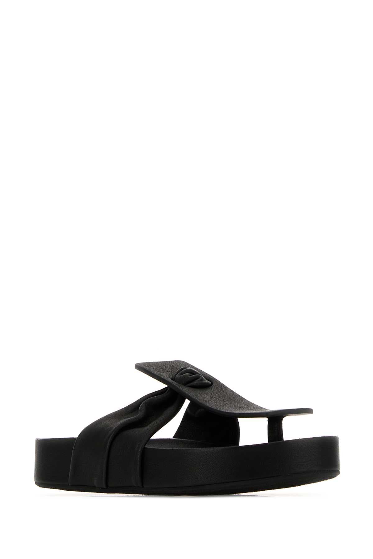 Black leather thong slippers - мініатюра 2