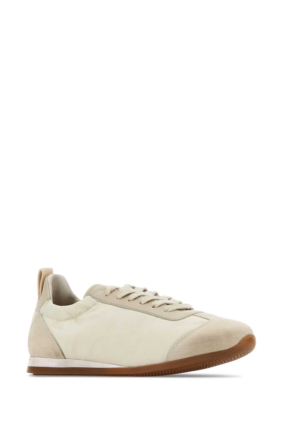 Ivory canvas and suede sneakers - мініатюра 2