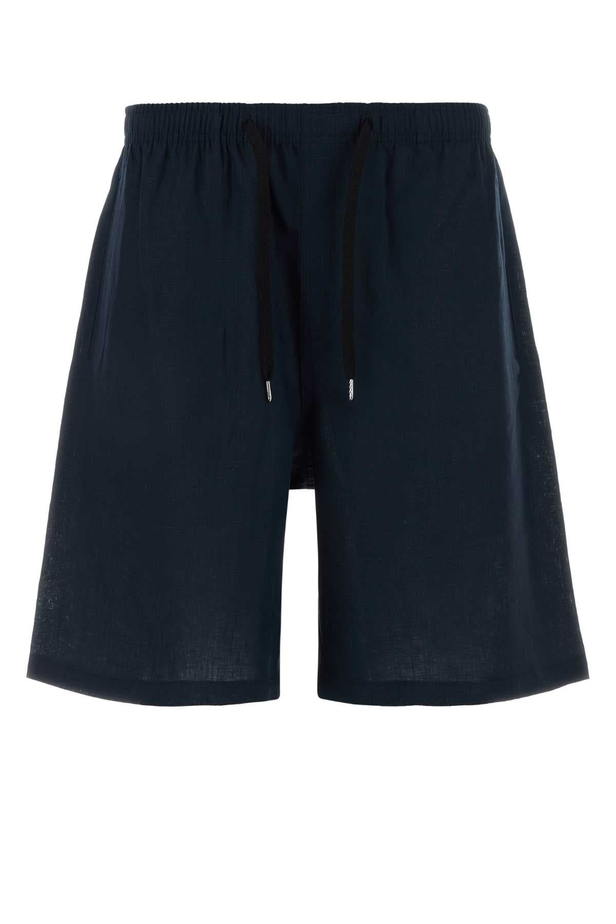 Navy blue linen Jago bermuda shorts