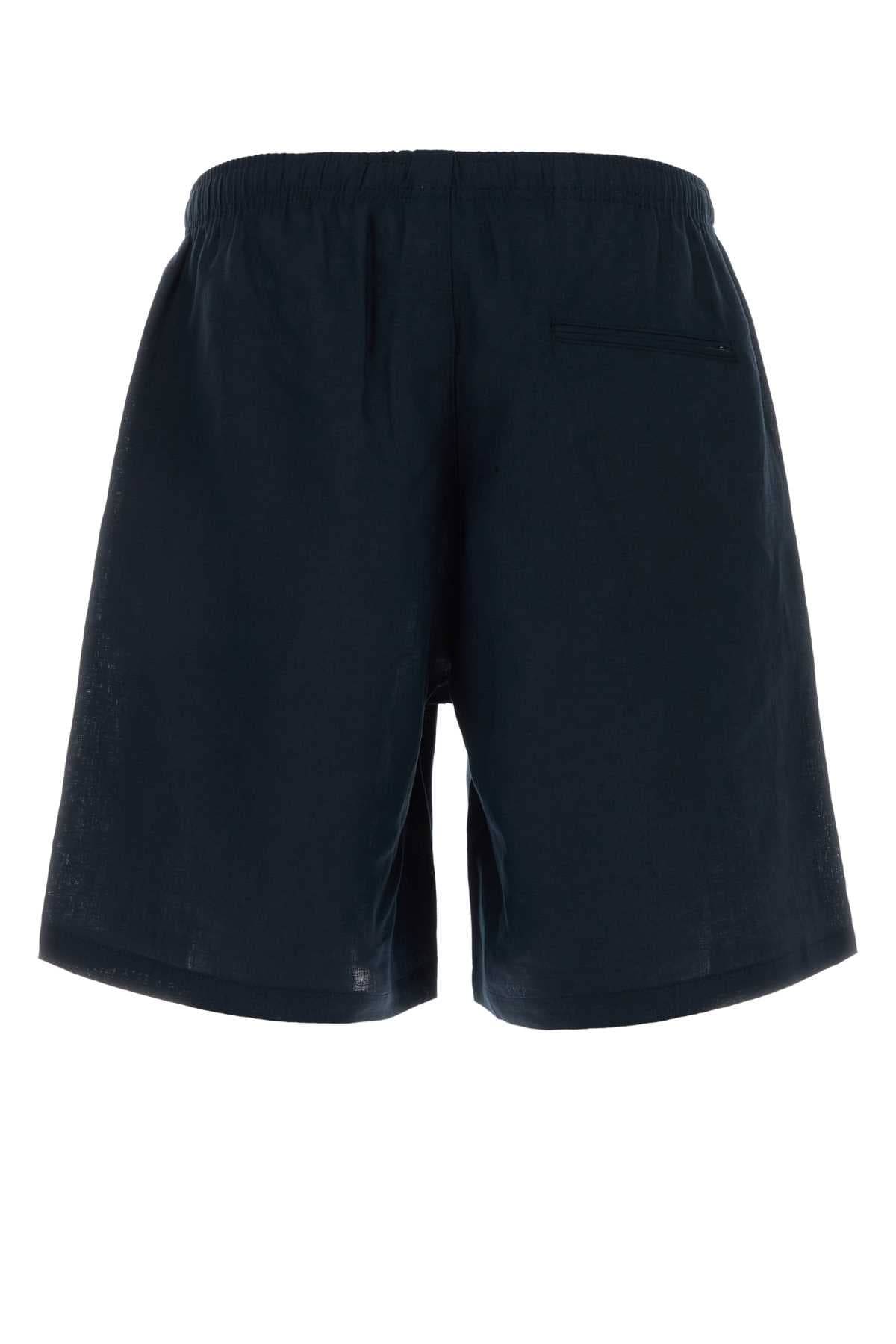Navy blue linen Jago bermuda shorts - мініатюра 2