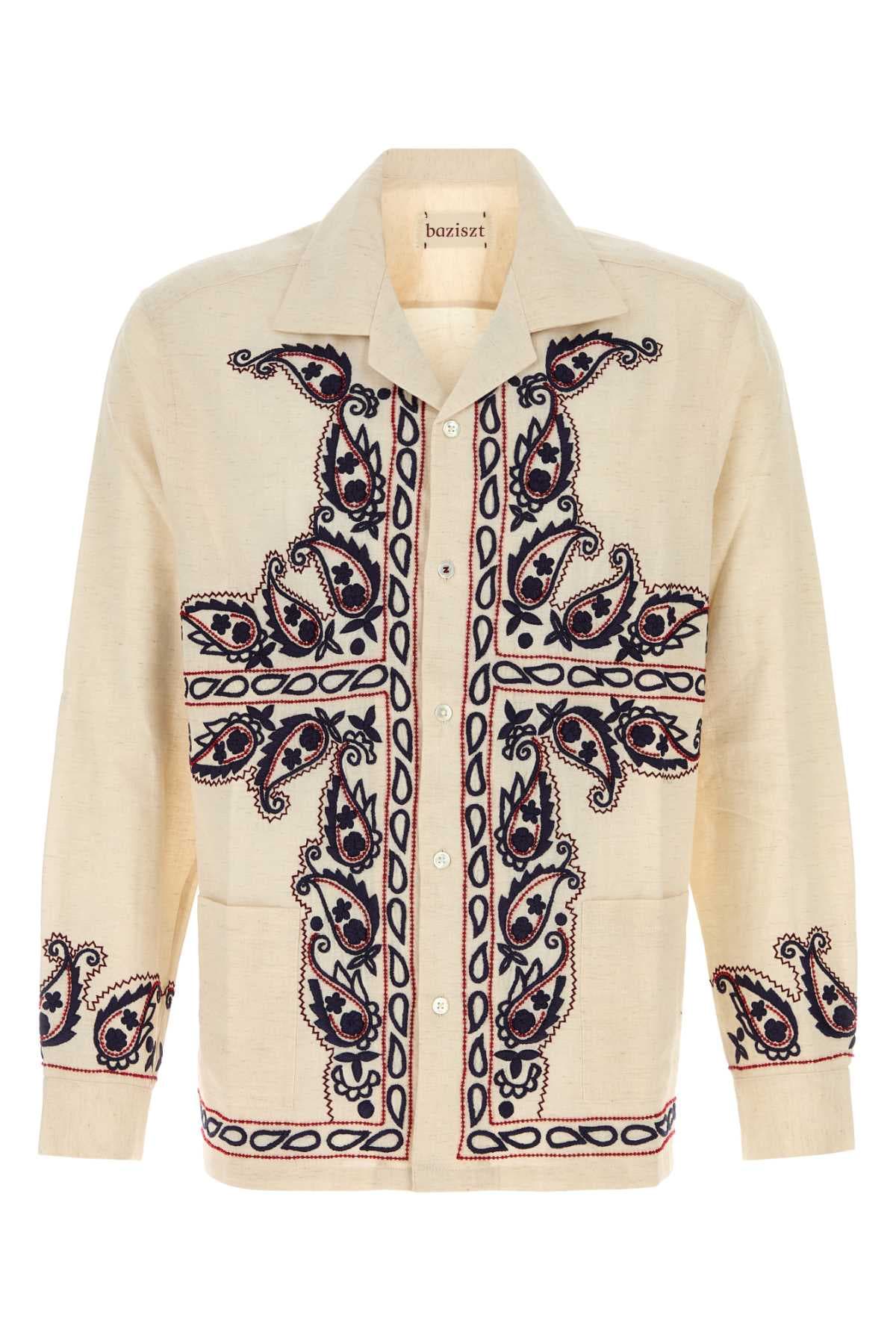 Melange sand silk Memento shirt