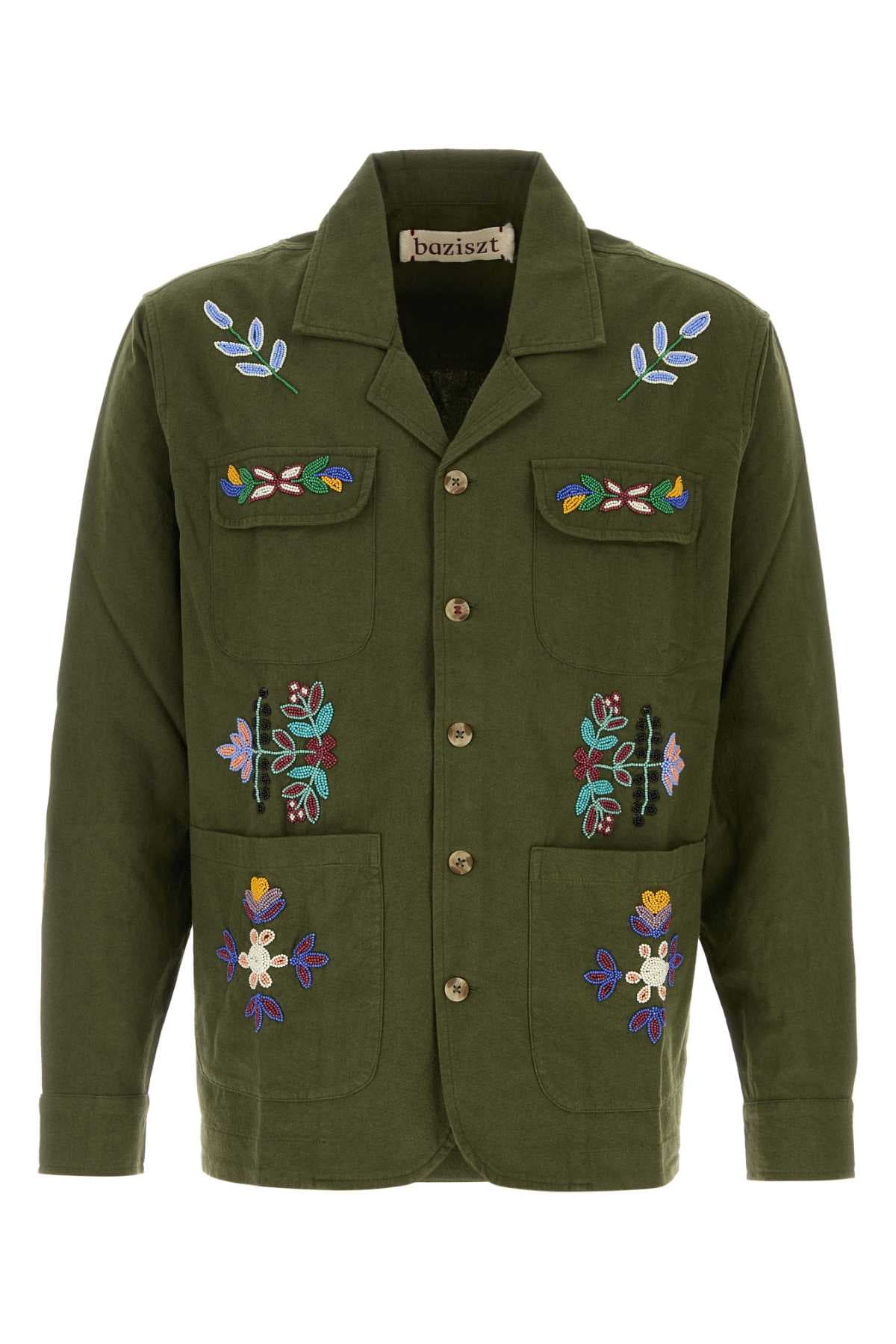 Olive green cotton Neon blazer
