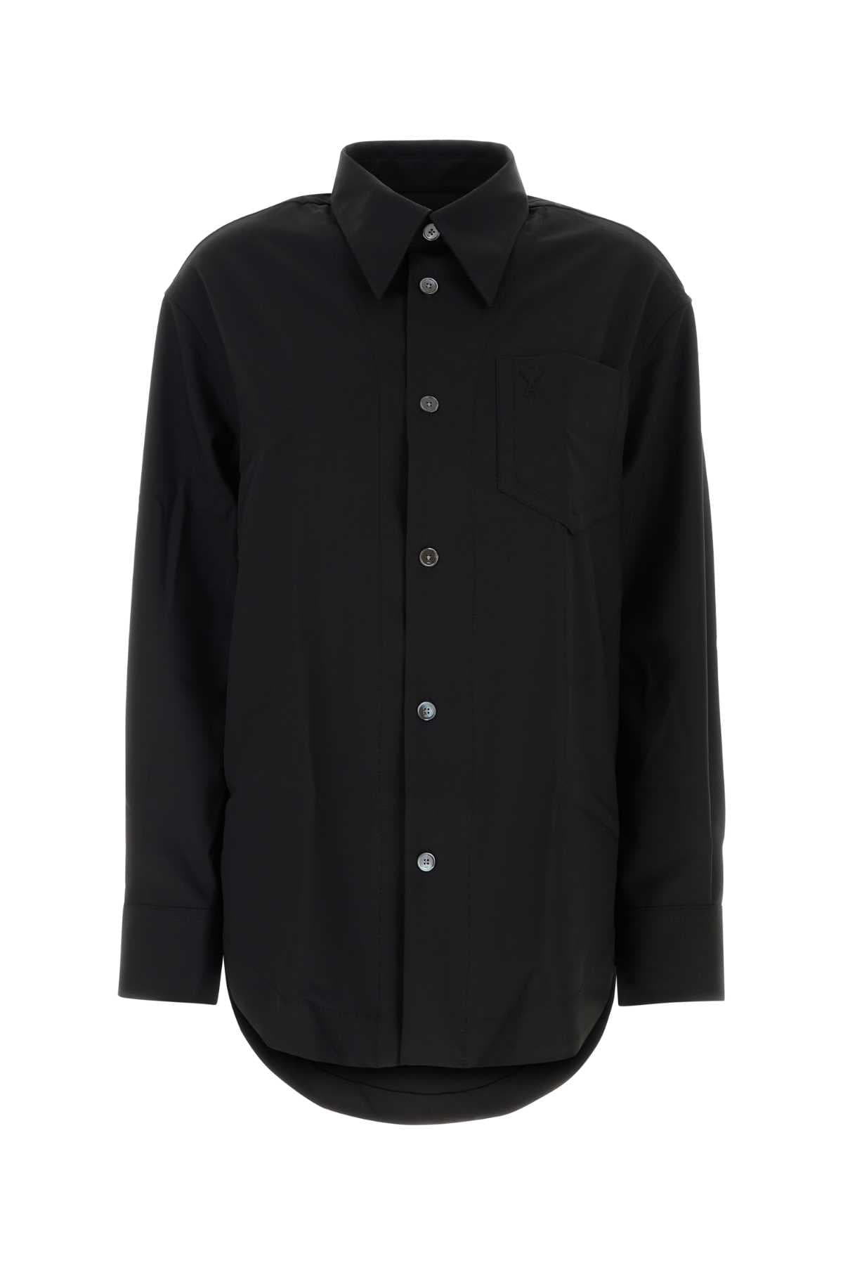 Black wool oversize shirt