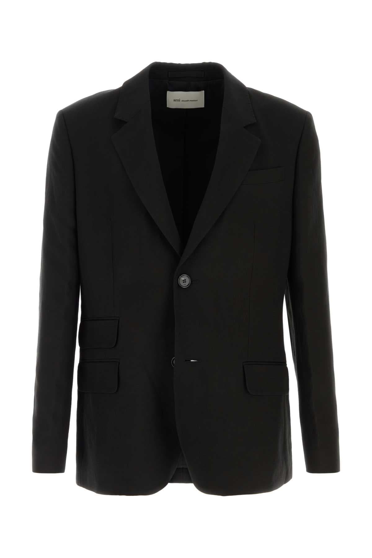 Black viscose blend blazer