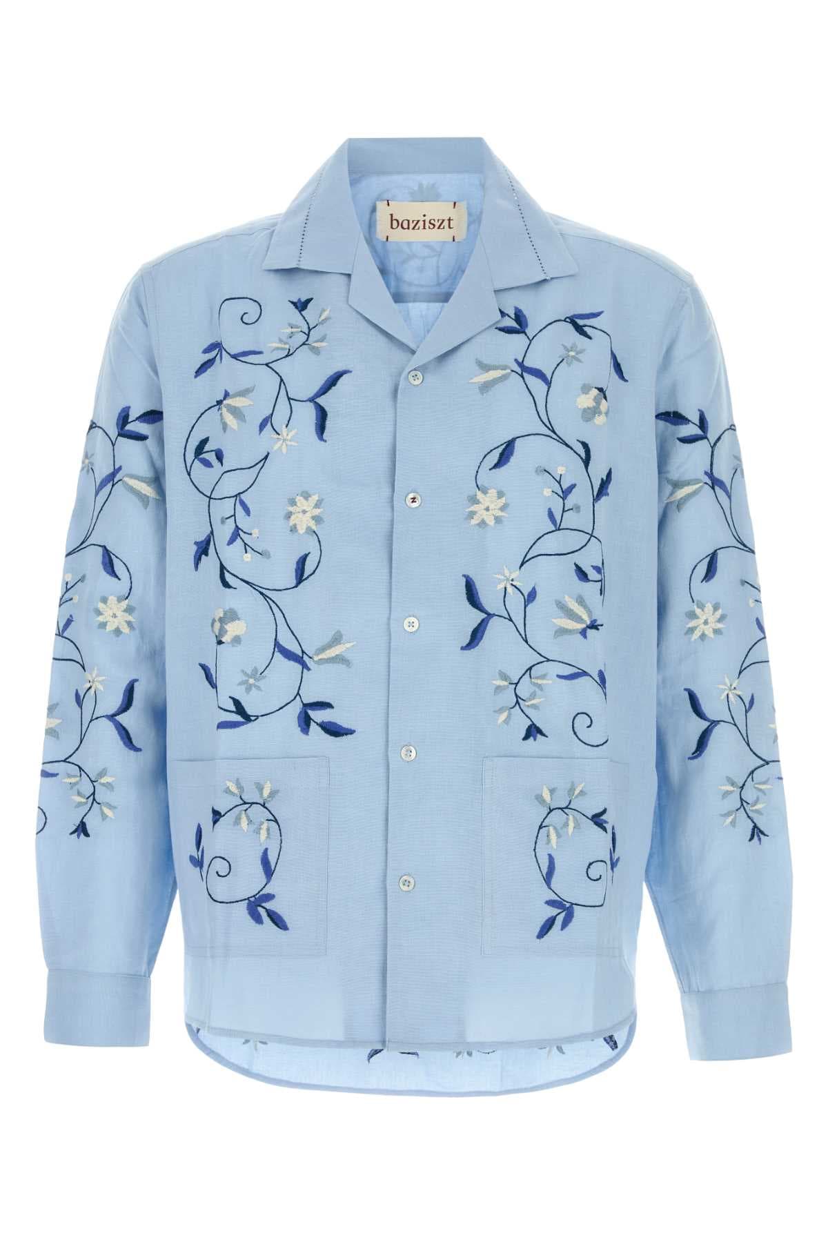 Embroidered cotton blend Lotus shirt