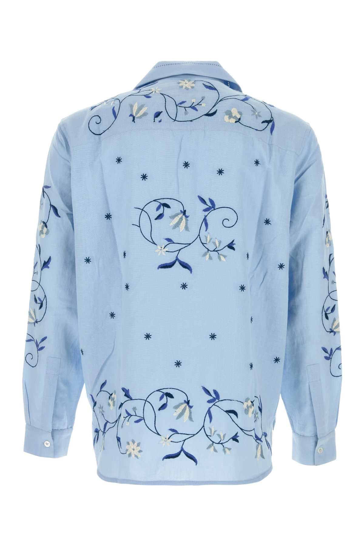 Embroidered cotton blend Lotus shirt - мініатюра 2