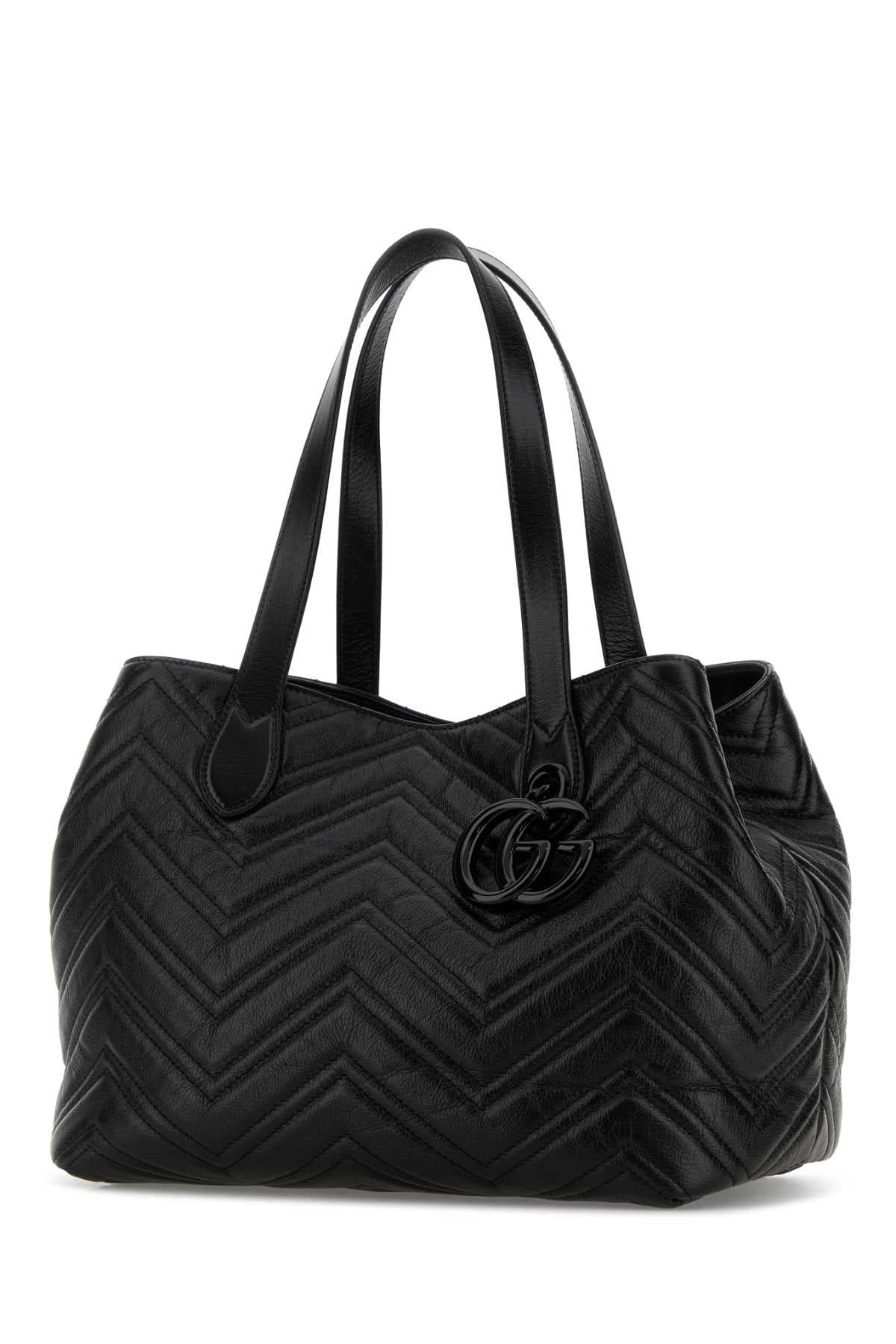 Black leather shopping bag - мініатюра 2