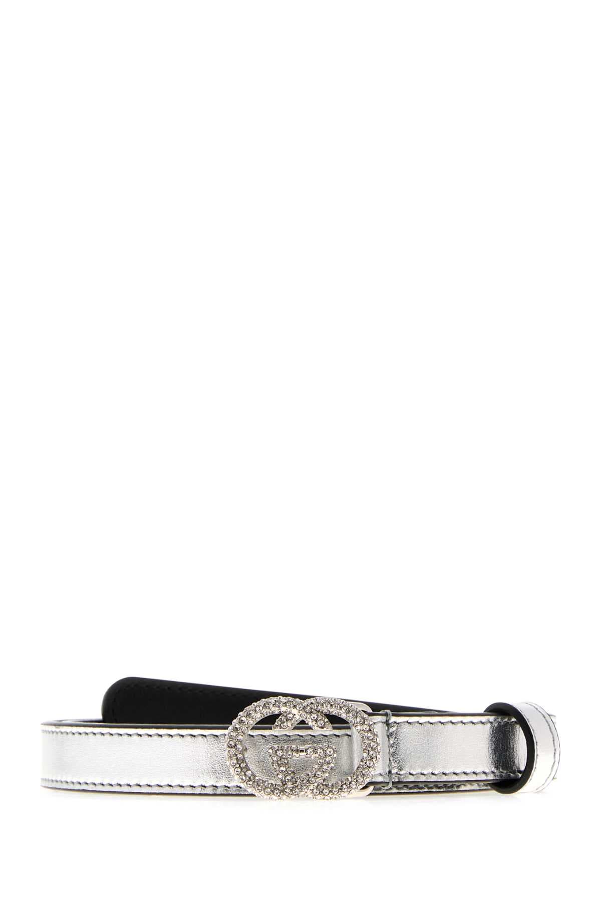 Silver nappa leather belt